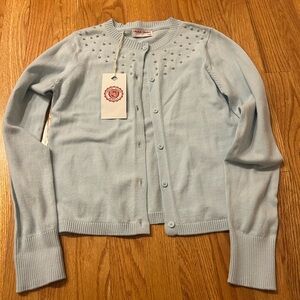 Girls 11/12 Light Blue Cardigan with Pearl Accents NWT